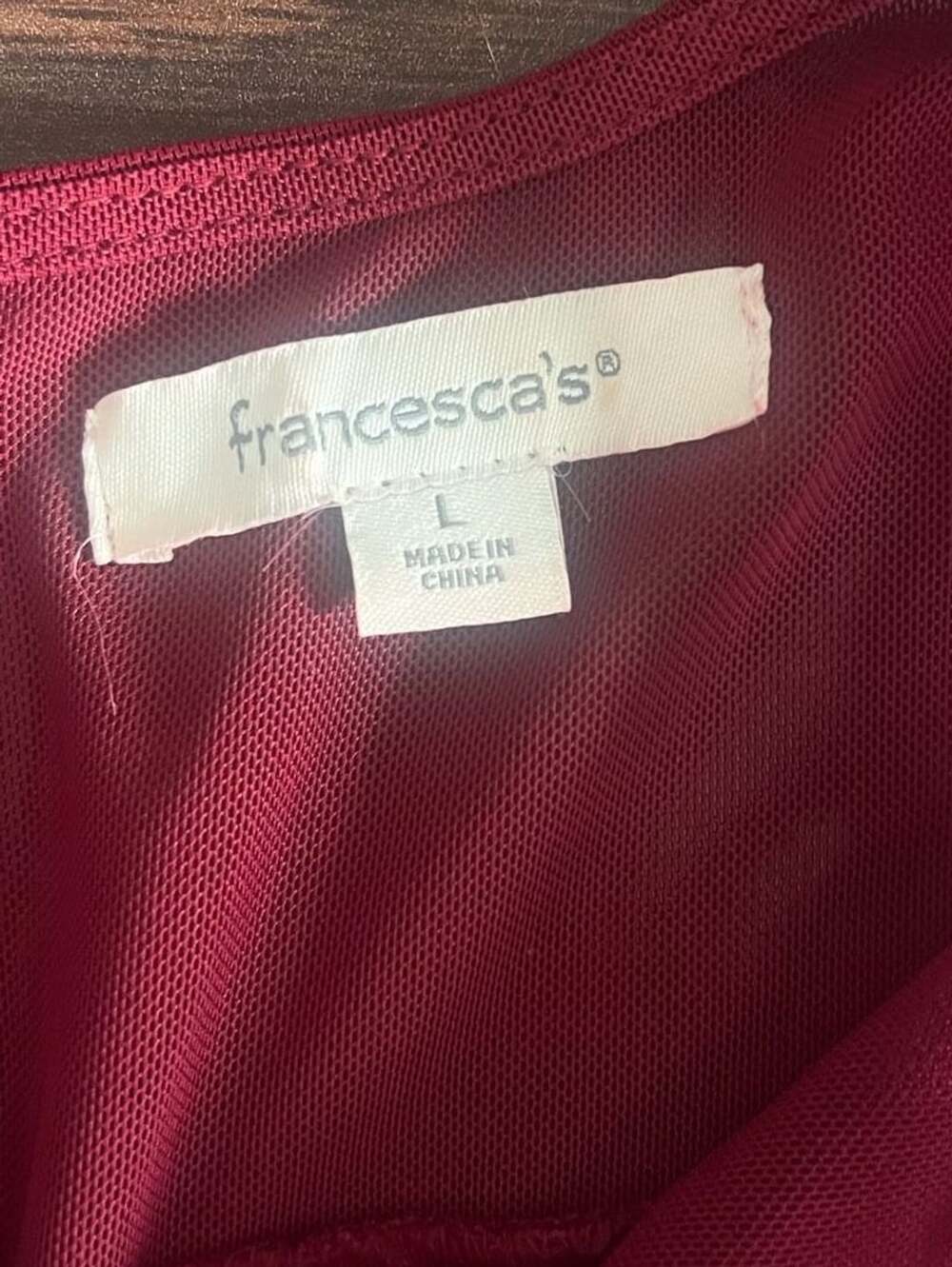 Francesca's Burgundy Floral Lace Fit & Flare Cocktail Dress Size L - Picture 4 of 9